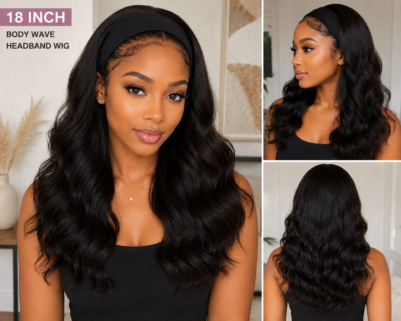 Deep Wave Human Hair Headband Wig